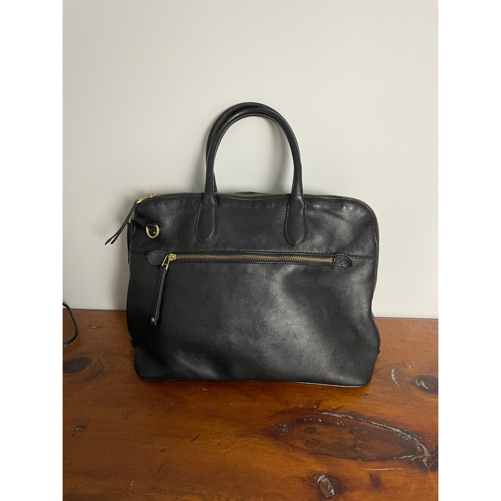 Roots Shirley Leather Handbag Women Black Vintage 90s Structured Satchel